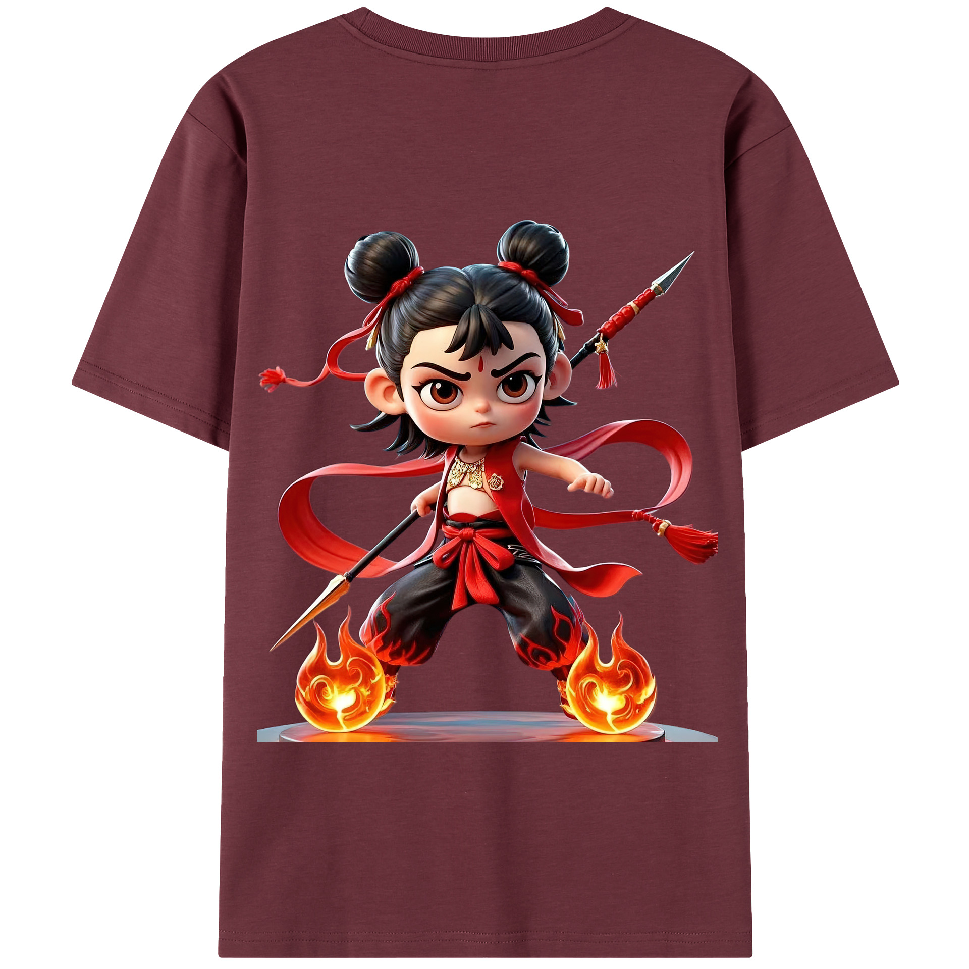 （画像用） Ne Zha 2 ナタ 魔童の大暴れ 綿100％半袖Tシャツ（背面プリント）
